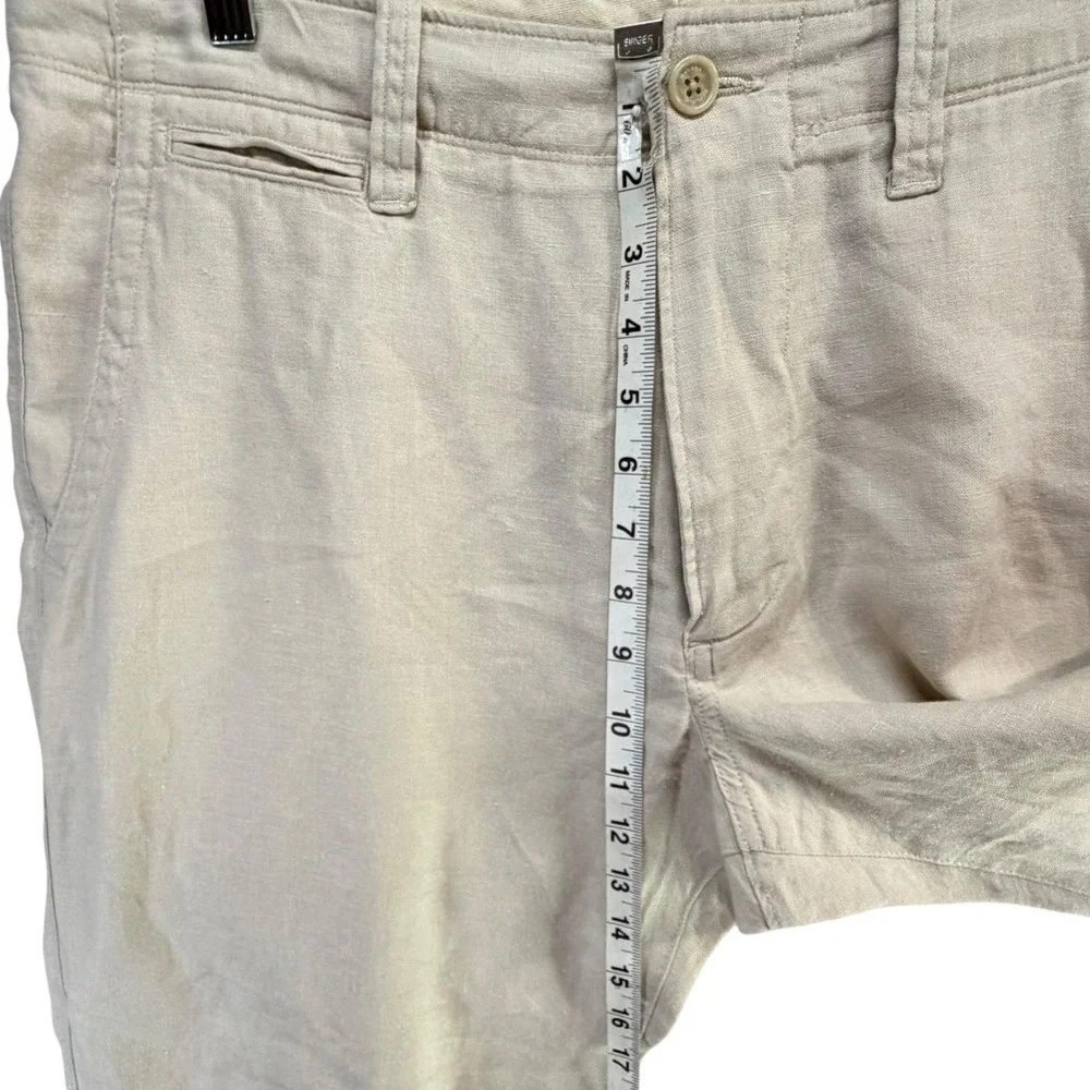 Banana Republic Linen Pants Mens 35/32 Beige Straight Leg Coastal Smart Casual